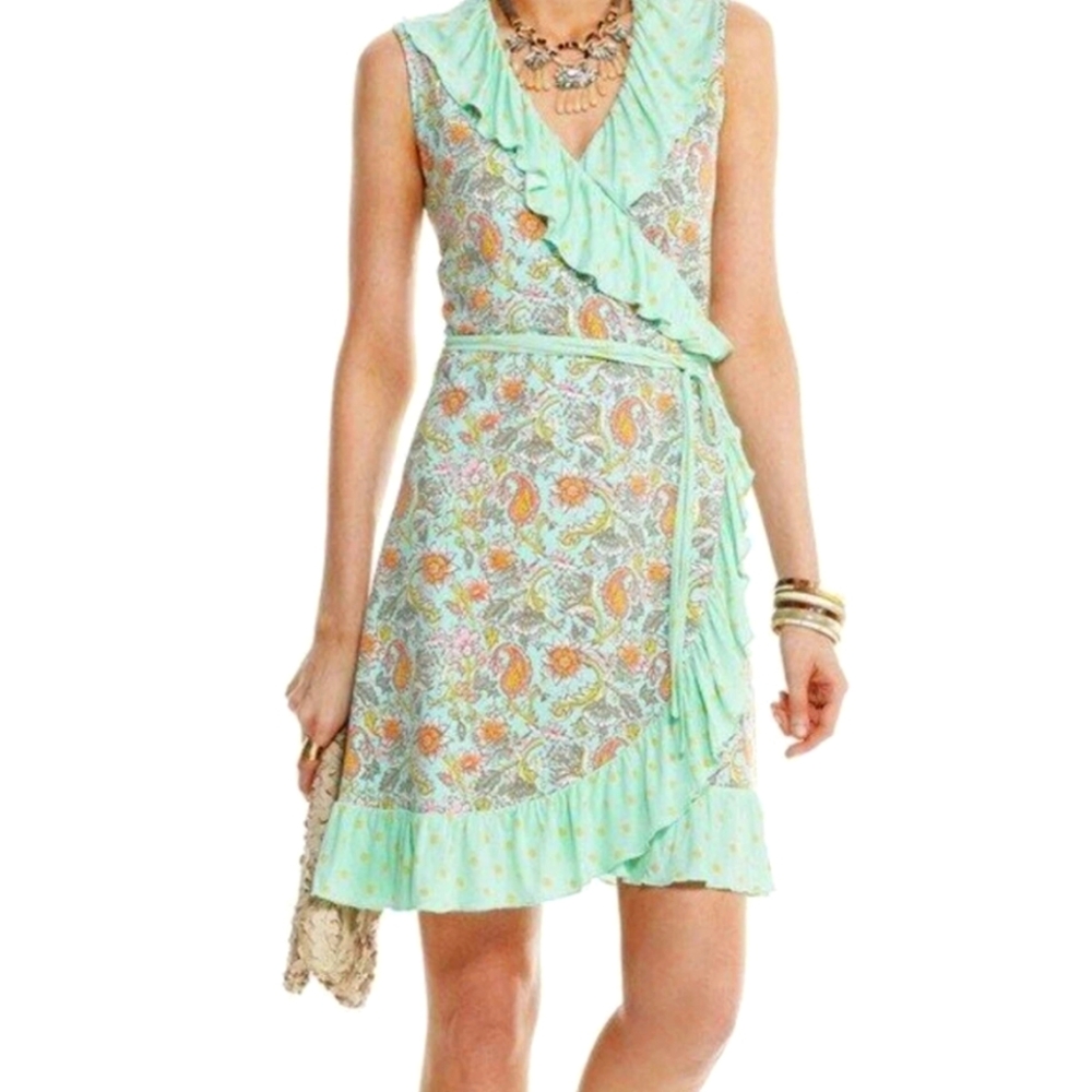 Matilda Jane Women's Sleeveless Ruffle Wrap Dress Floral Size M
